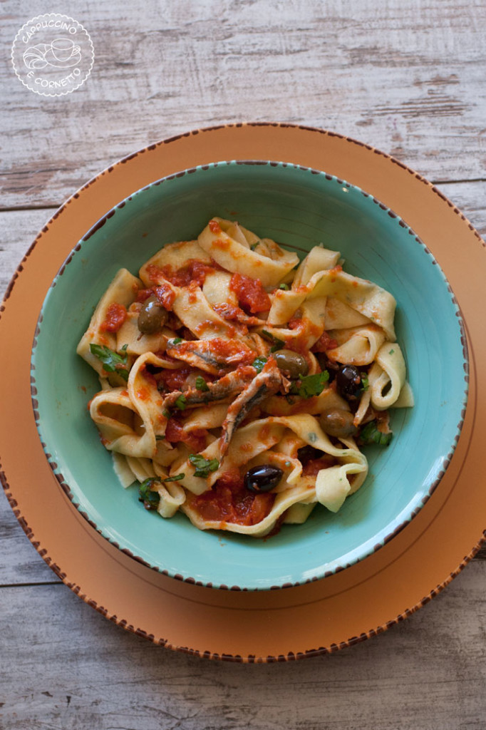 pappardelle con alici e olive taggiasche