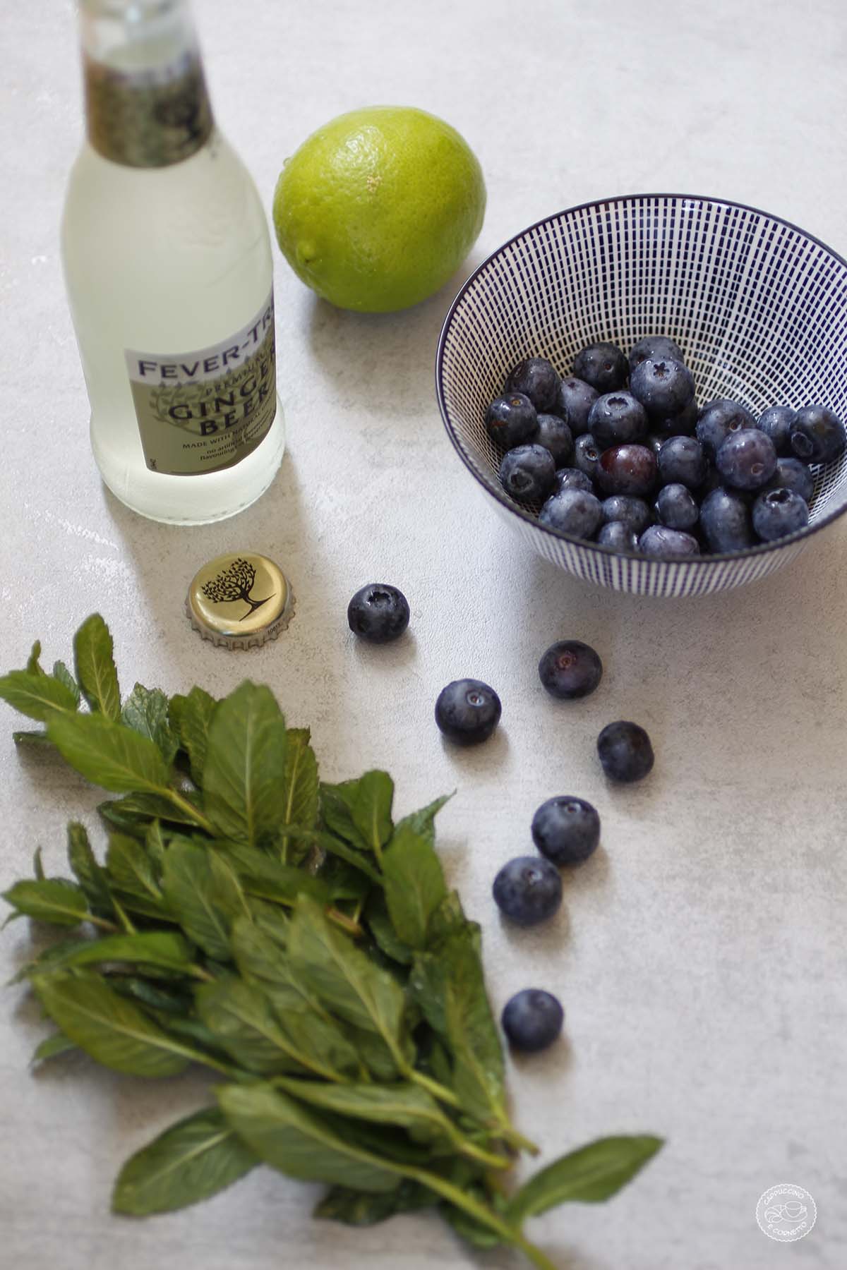 Ginger beer, mirtilli, menta: blueberry_mule